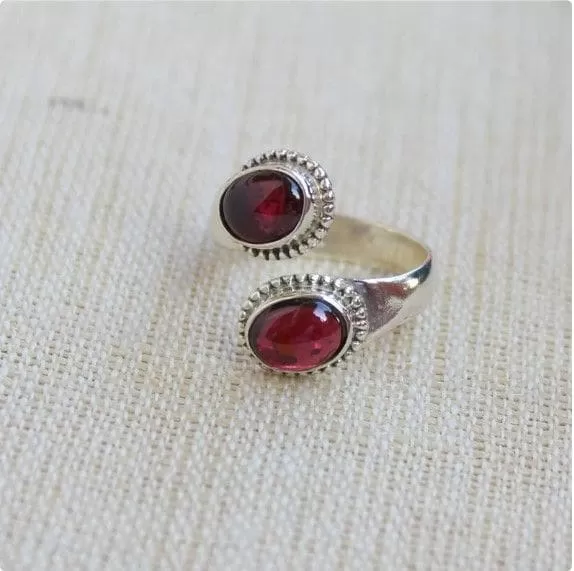 Natural Red Almendine Garnet Sterling Silver Ring, Designer Handmade Jewelry, Gift for Her