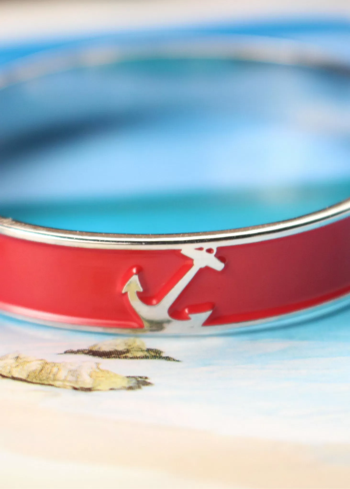 Nautical Candy-Apple Red Anchor Cuff Bracelet