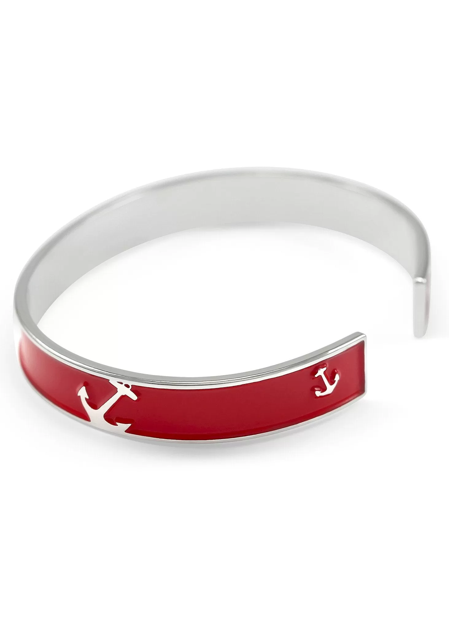 Nautical Candy-Apple Red Anchor Cuff Bracelet