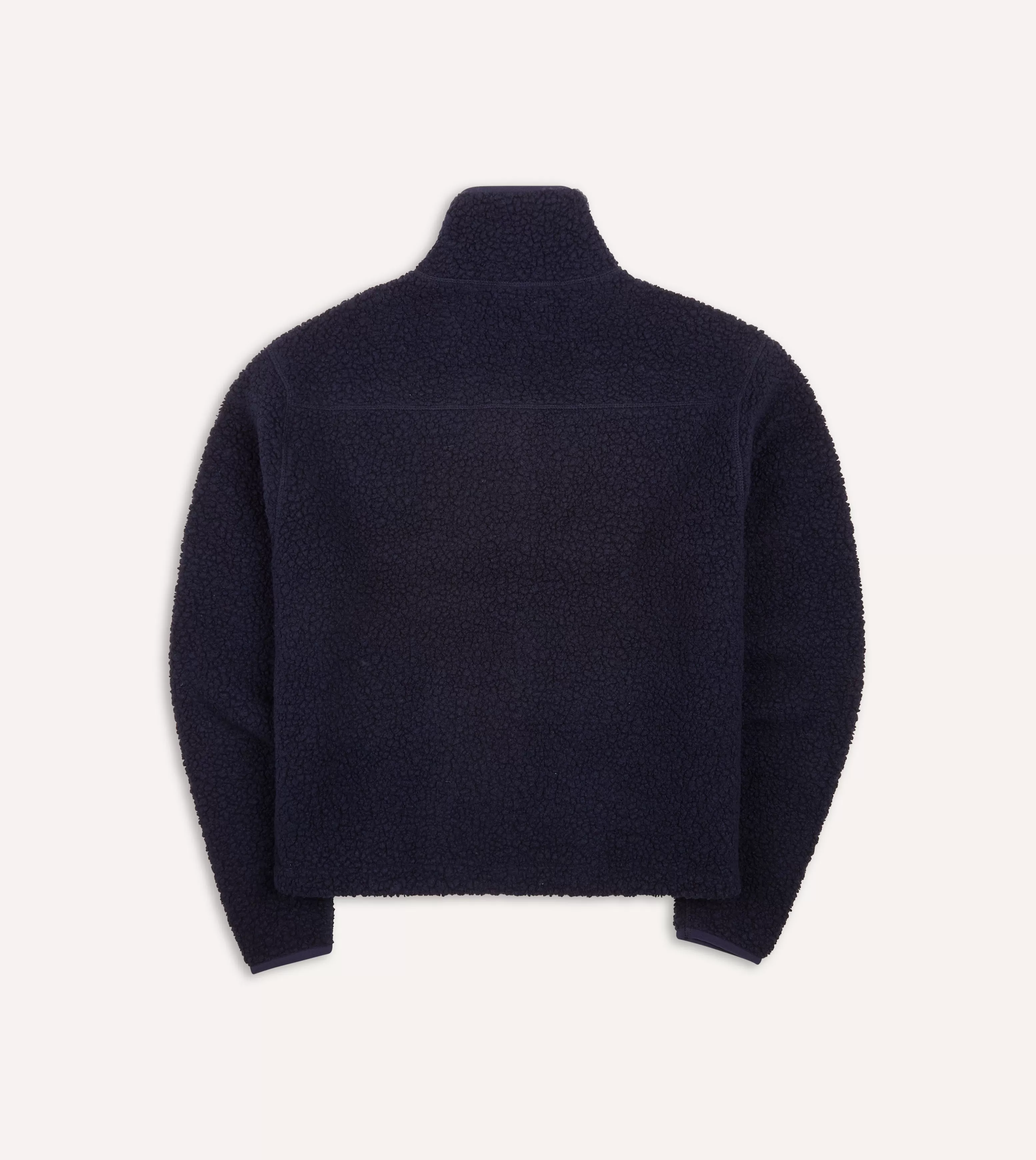 Navy Boucle Wool Zip Fleece Jacket