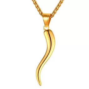 New Stainless Steel Italian Horn Amulet Gold Necklace Pendants Men/Women Gift Jewelry