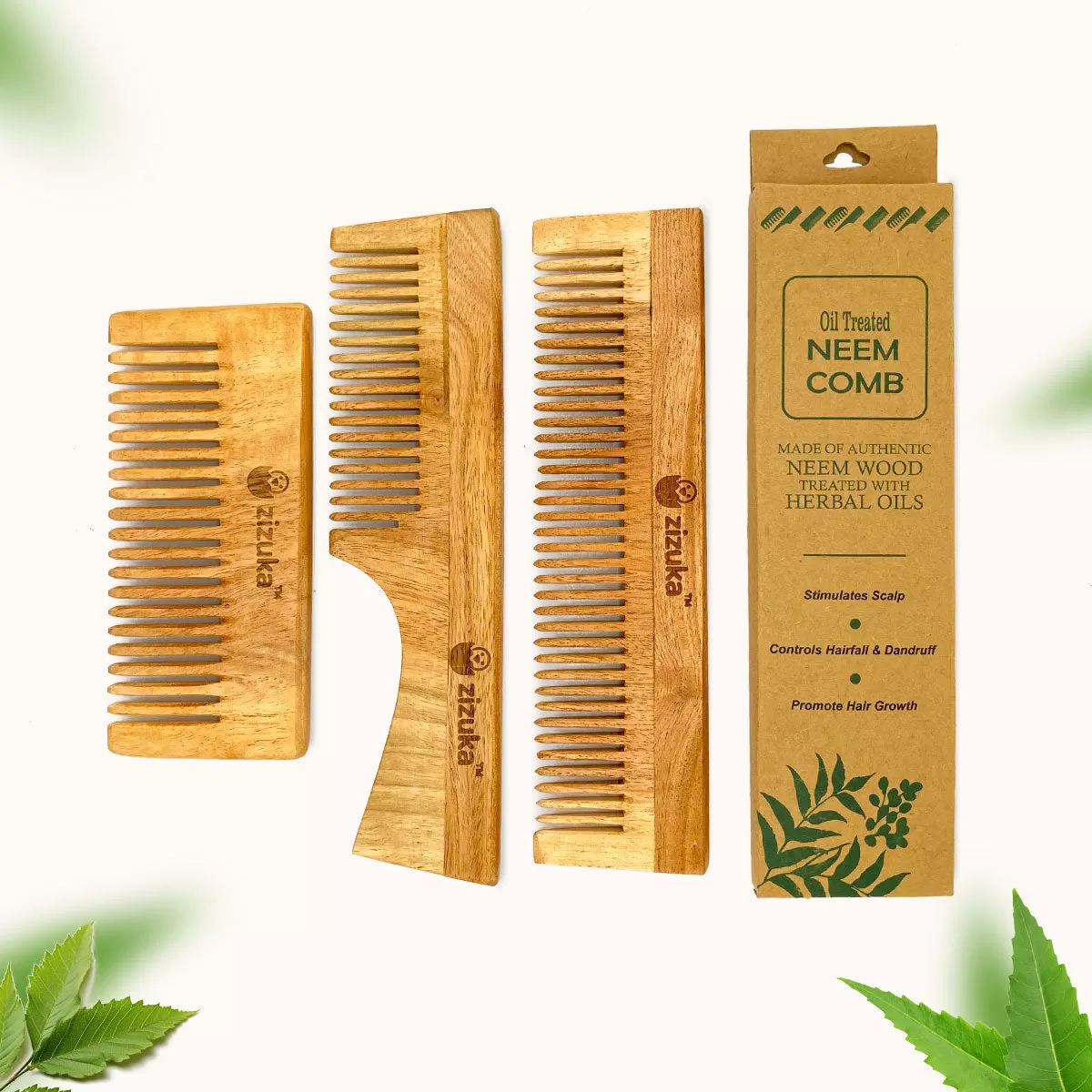 Oil Treated Neem Comb -Scalp Care -Combo (Pack of 3)