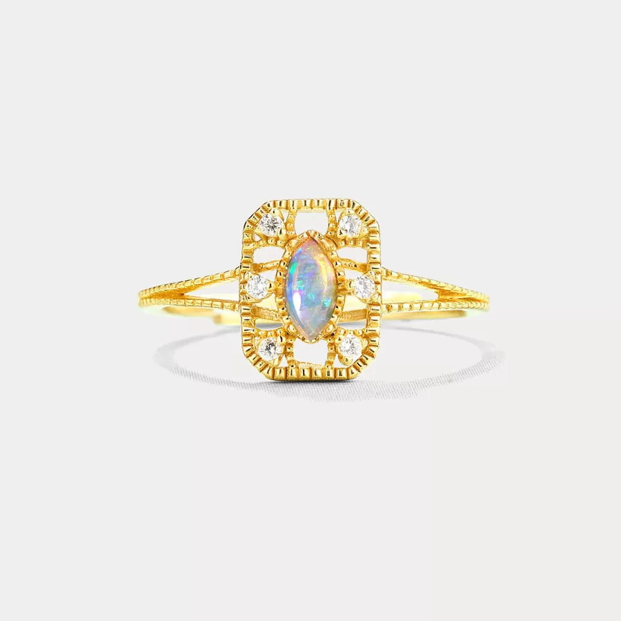 Opal Square Vintage Ring