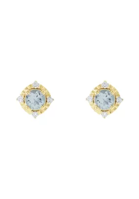 Oster Collection 18KYG Diamond Halo Aquamarine Stud Earrings