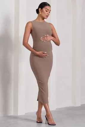 Paige | Mocha Sleeveless Split Maternity Midi Dress