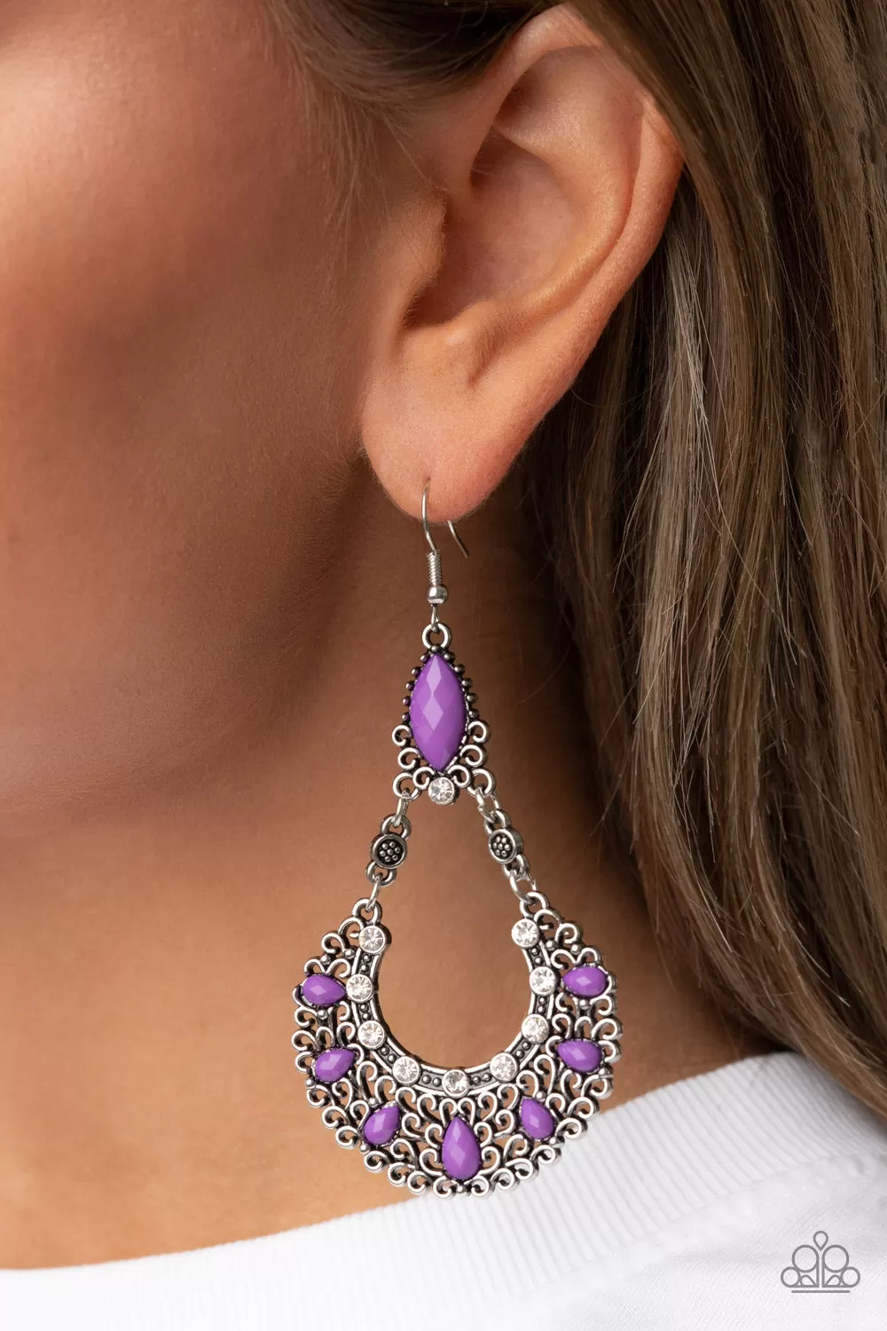 Paparazzi Fluent in Florals - Purple Earrings