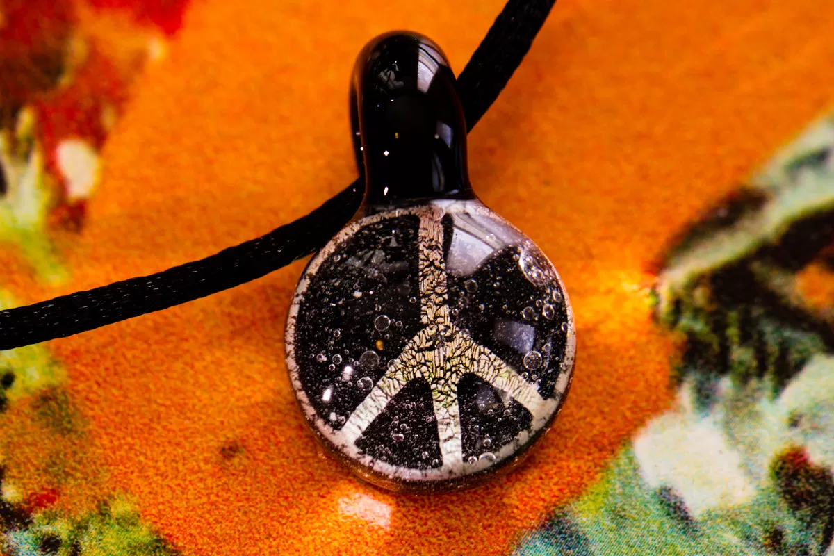 Peace Sign Hologram Pendant with Infused Cremation Ash