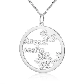 Personalized 2 Names Snowflake Necklaces Pendants