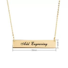 Personalized 24K Gold Plated Sterling Silver Horizontal Name Bar Necklace - Medium