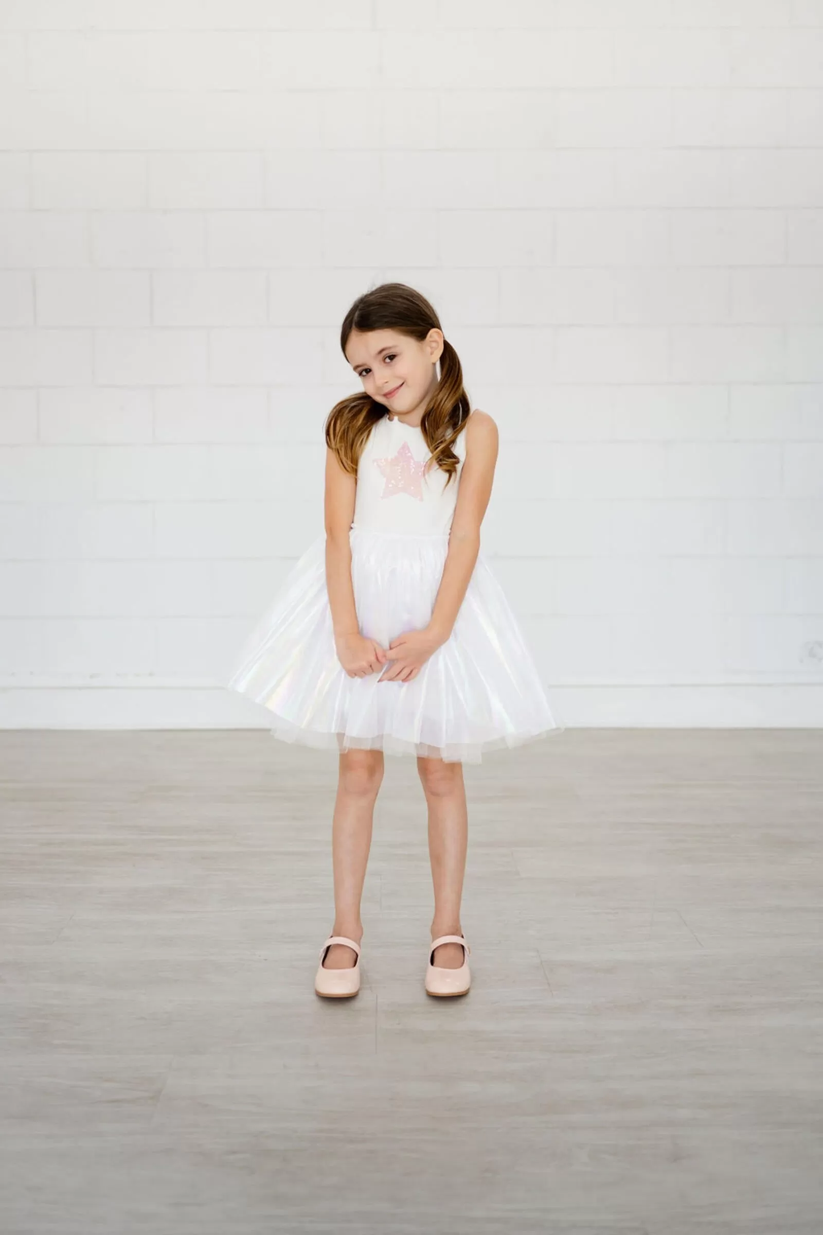 Petite Hailey Pearl Tutu Dress - White