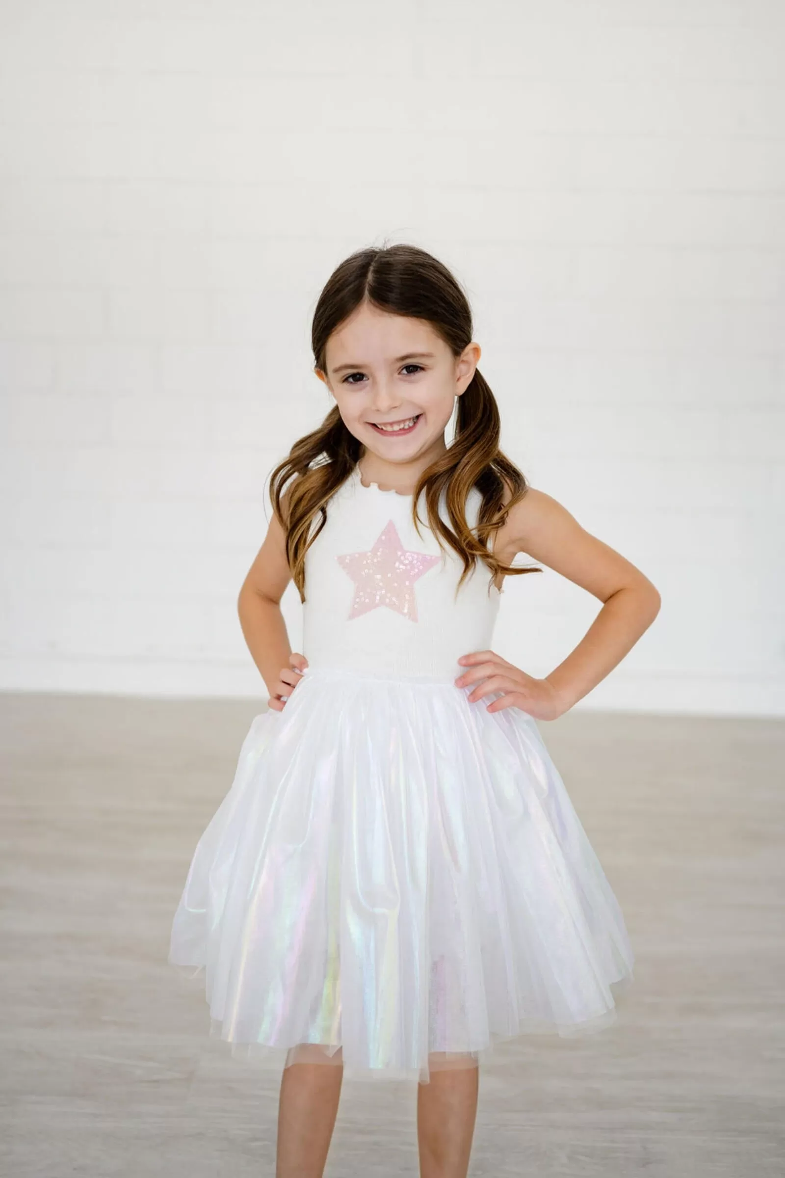 Petite Hailey Pearl Tutu Dress - White