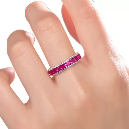 Pink Sapphire Wedding band Ring