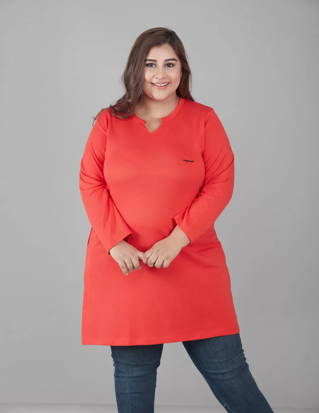 Plus Size Full Sleeves Long Tops For Women - Pack of 2 (Red & Sage)