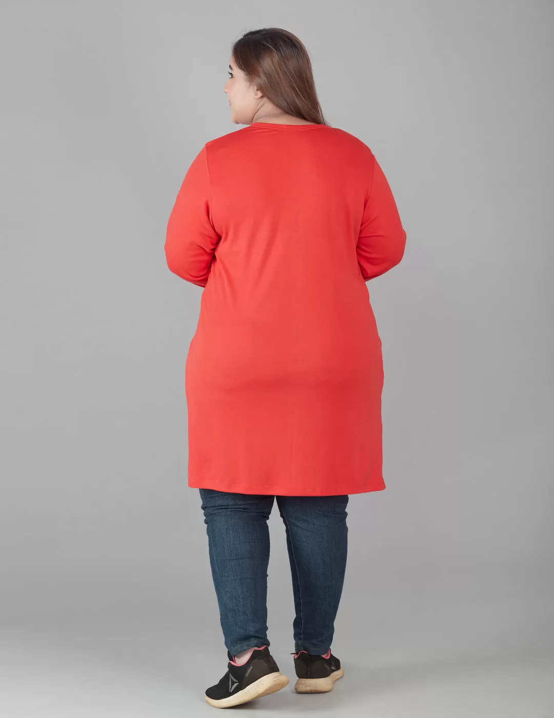 Plus Size Full Sleeves Long Tops For Women - Pack of 2 (Red & Sage)