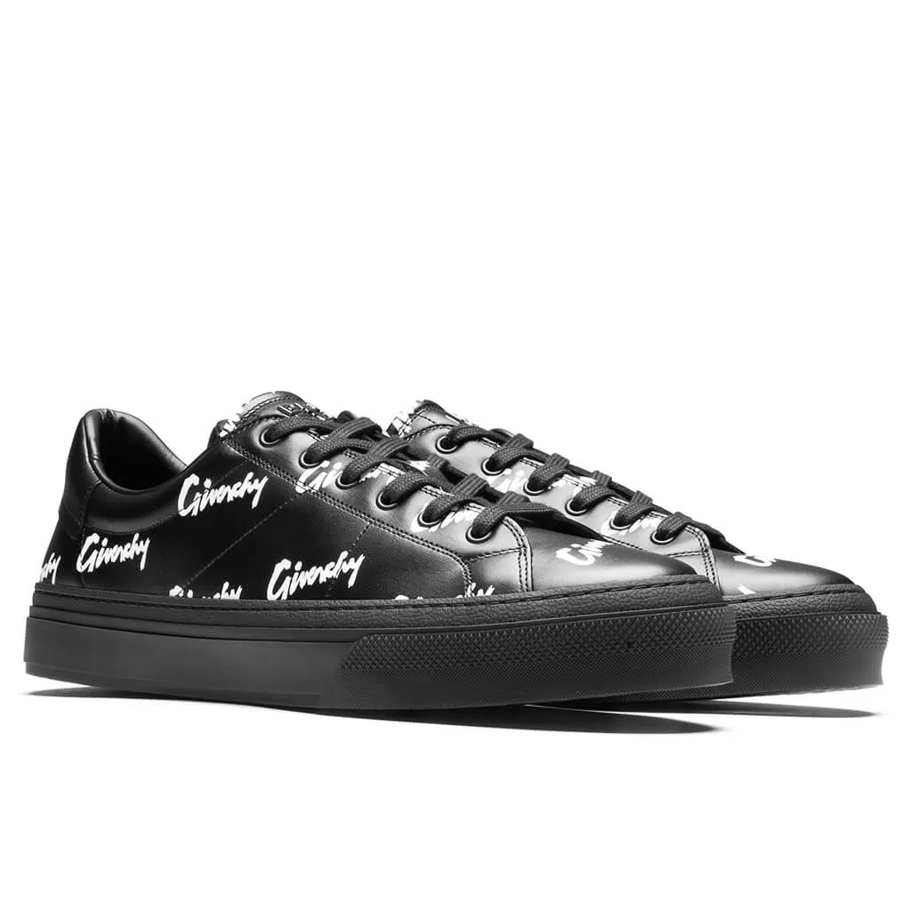 Printed Leather City Sport Sneakers - Black/White