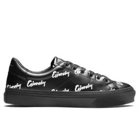 Printed Leather City Sport Sneakers - Black/White