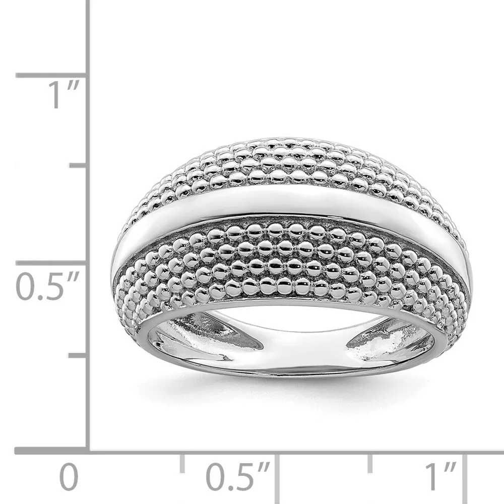 Rhodium Plated Textured Ring in Sterling Silver