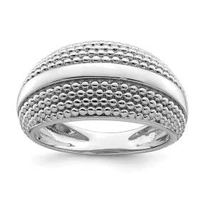 Rhodium Plated Textured Ring in Sterling Silver