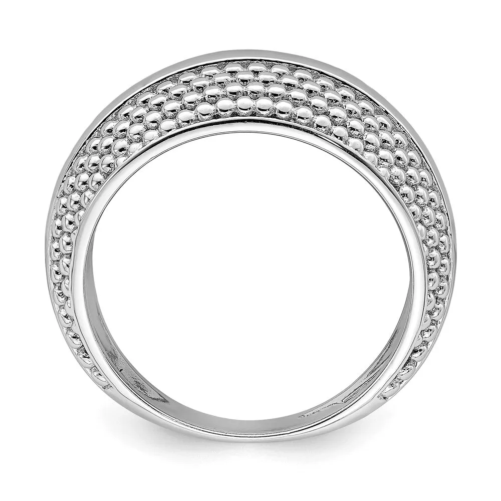 Rhodium Plated Textured Ring in Sterling Silver