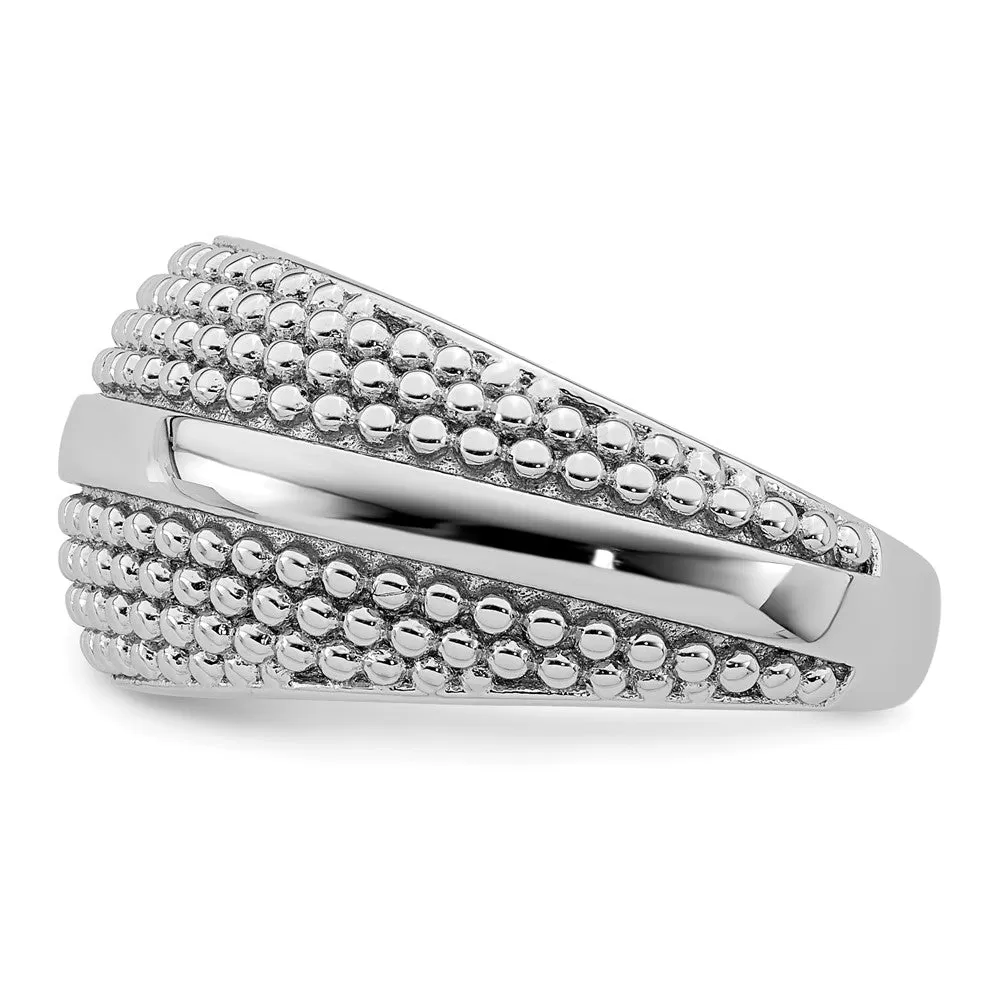 Rhodium Plated Textured Ring in Sterling Silver