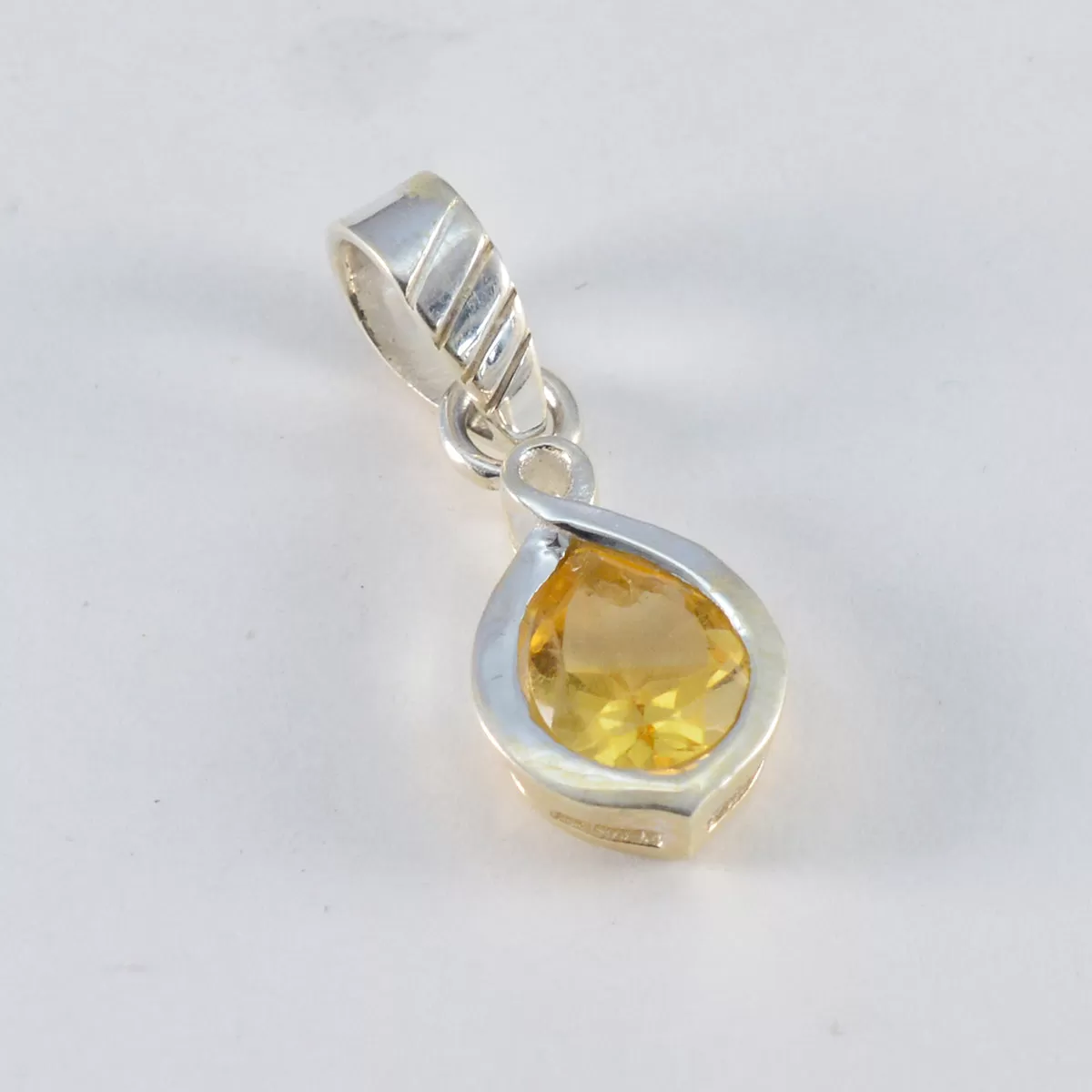 Riyo Drop Gems Pear Faceted Yellow Citrine Silver Pendant Gift For Boxing Day