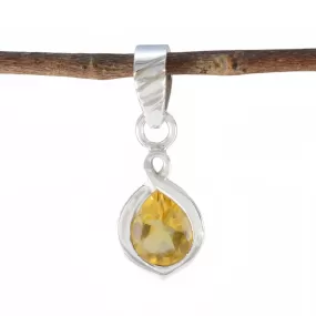 Riyo Drop Gems Pear Faceted Yellow Citrine Silver Pendant Gift For Boxing Day