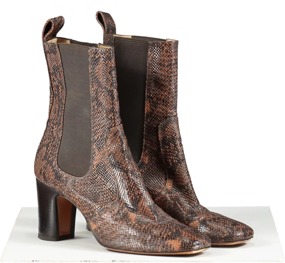 Rouje Brown Snake Print Ankle Boots UK 8 EU 41 👠