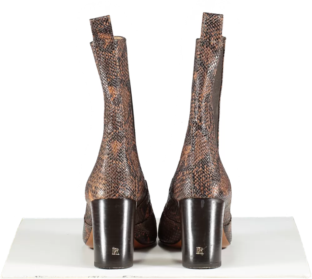 Rouje Brown Snake Print Ankle Boots UK 8 EU 41 👠