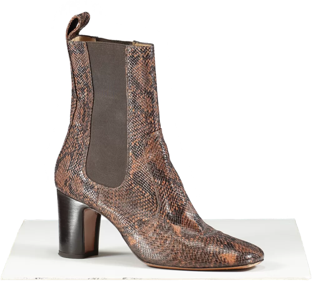 Rouje Brown Snake Print Ankle Boots UK 8 EU 41 👠