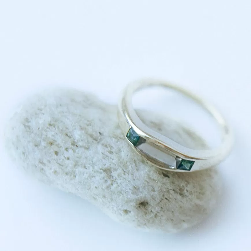 SALE! Solstice Canyon Ring with Oregon Sunstone and Sapphires by Faeber Studio