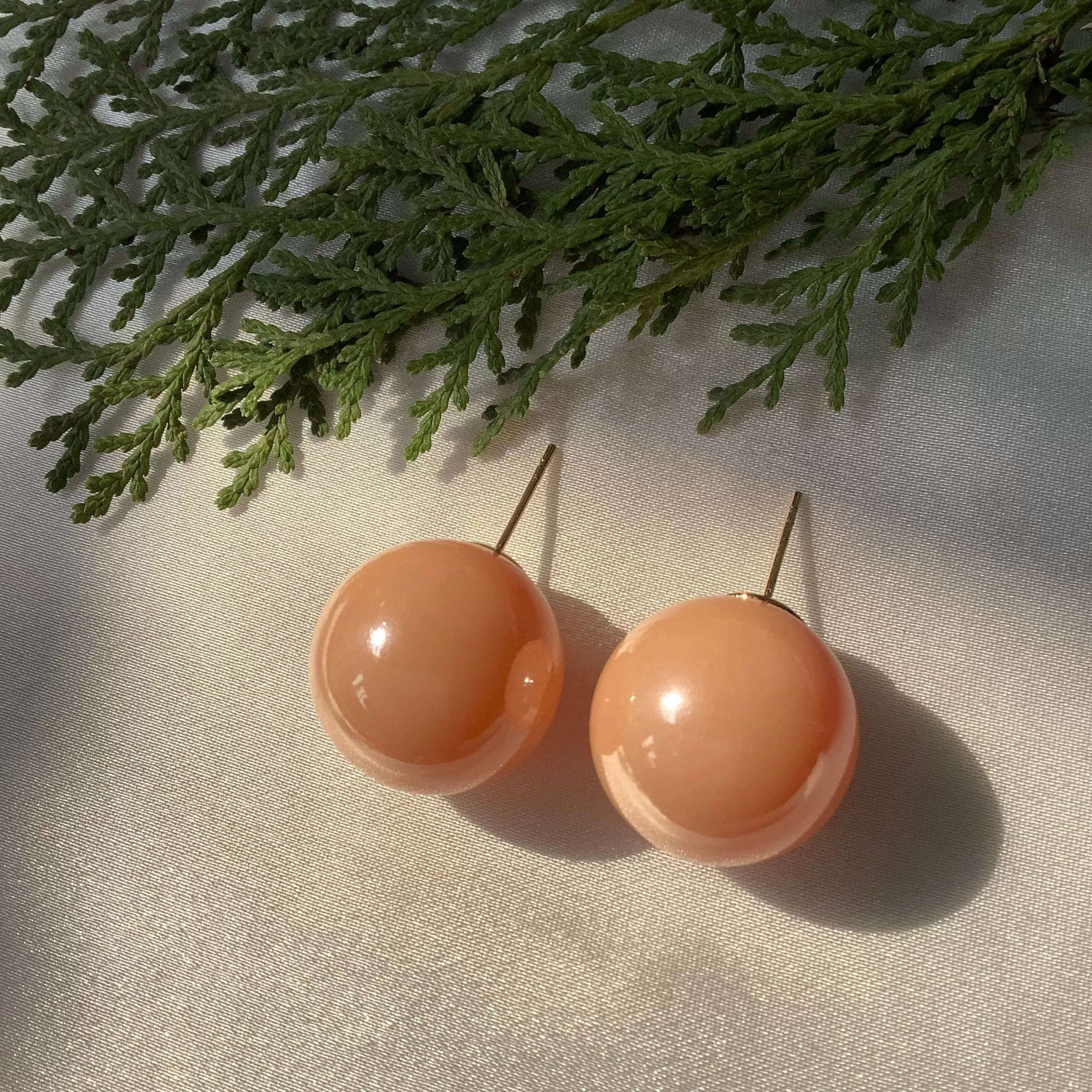 Salvanity - K-POP Fashion Jewellery Peach Pearl Balls Tops Earrings