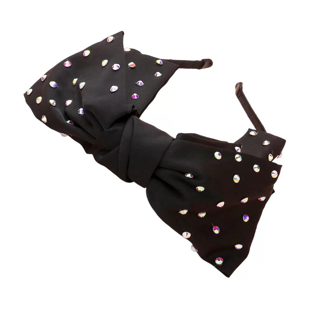 Satiny Studded Bow Headband