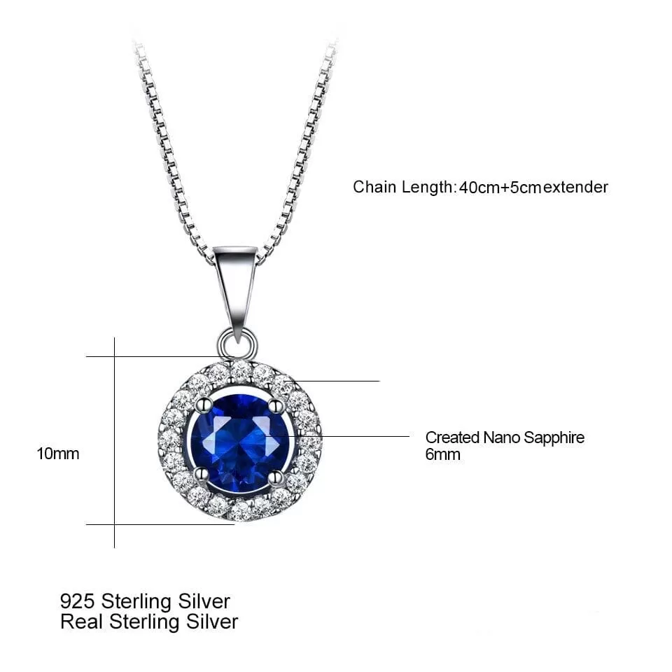 September Birthstone Pendant Necklace - 925 Sterling Silver