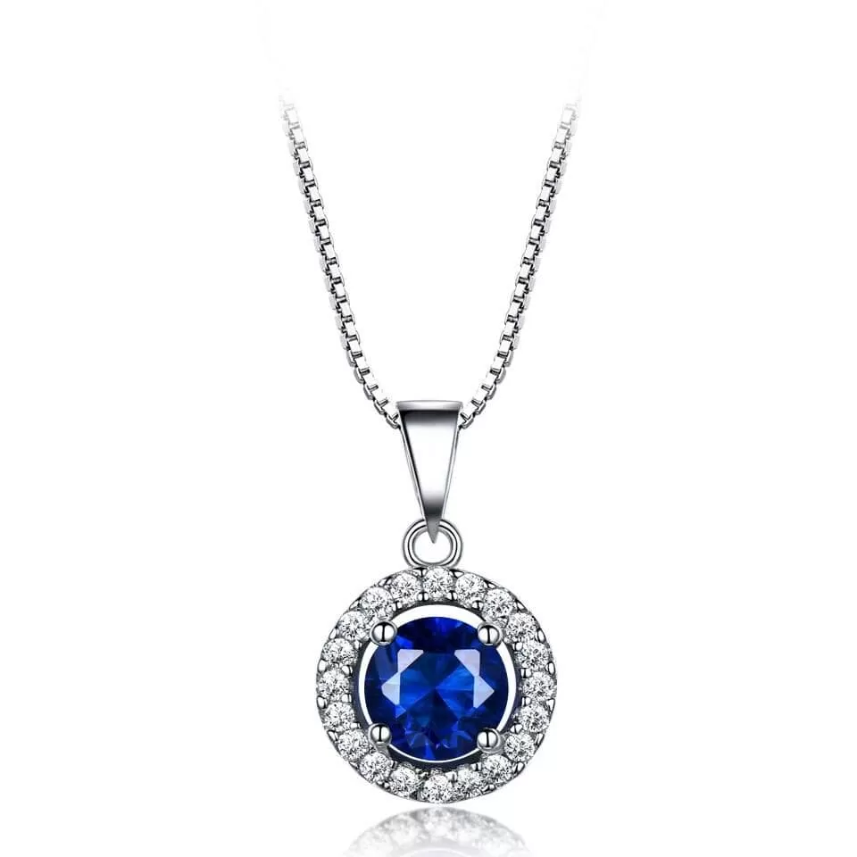 September Birthstone Pendant Necklace - 925 Sterling Silver