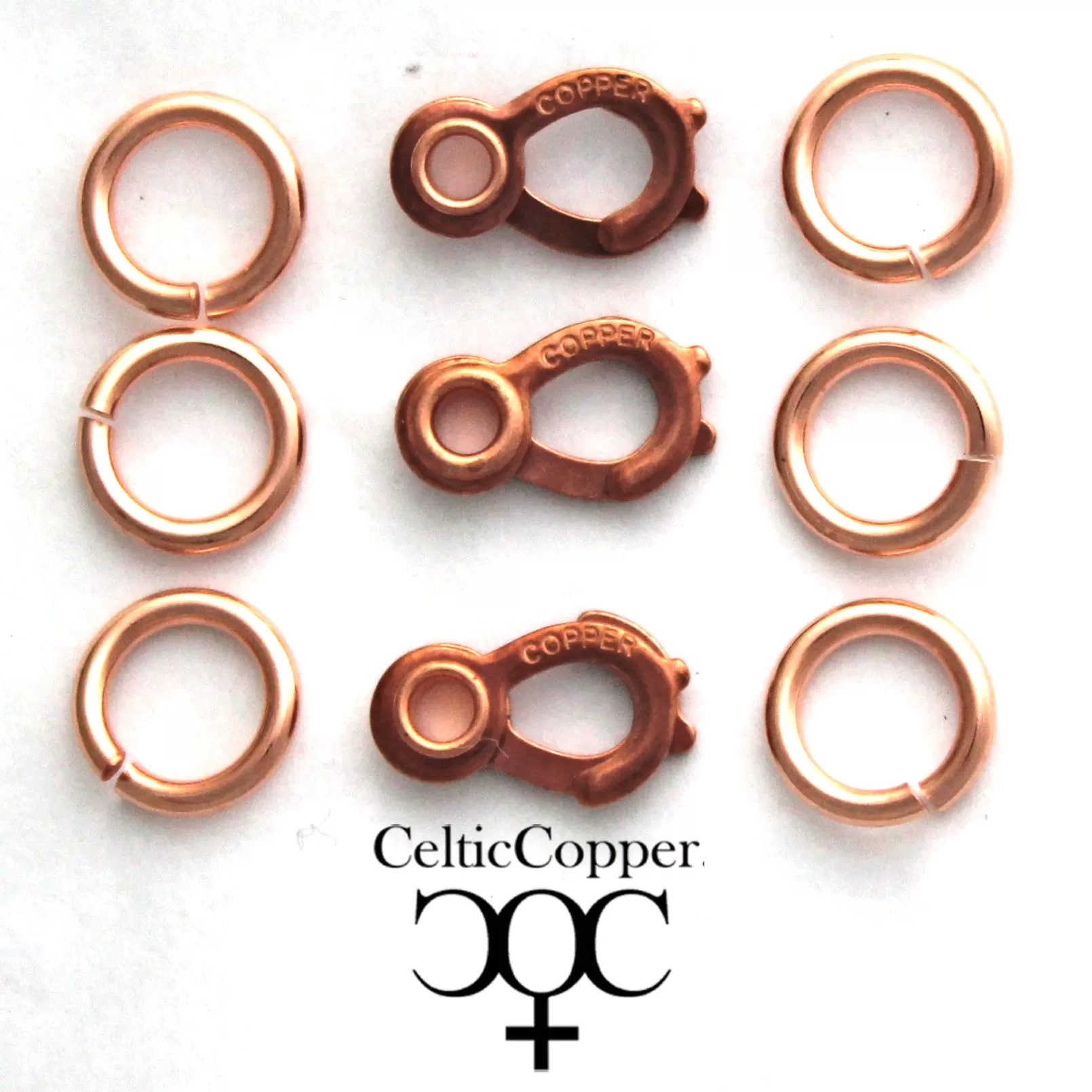 Set of 3 Solid Copper Clasp Kits 16mm Sister Hook with Jump Rings JSCSH3 Heavy Duty Copper Clasps