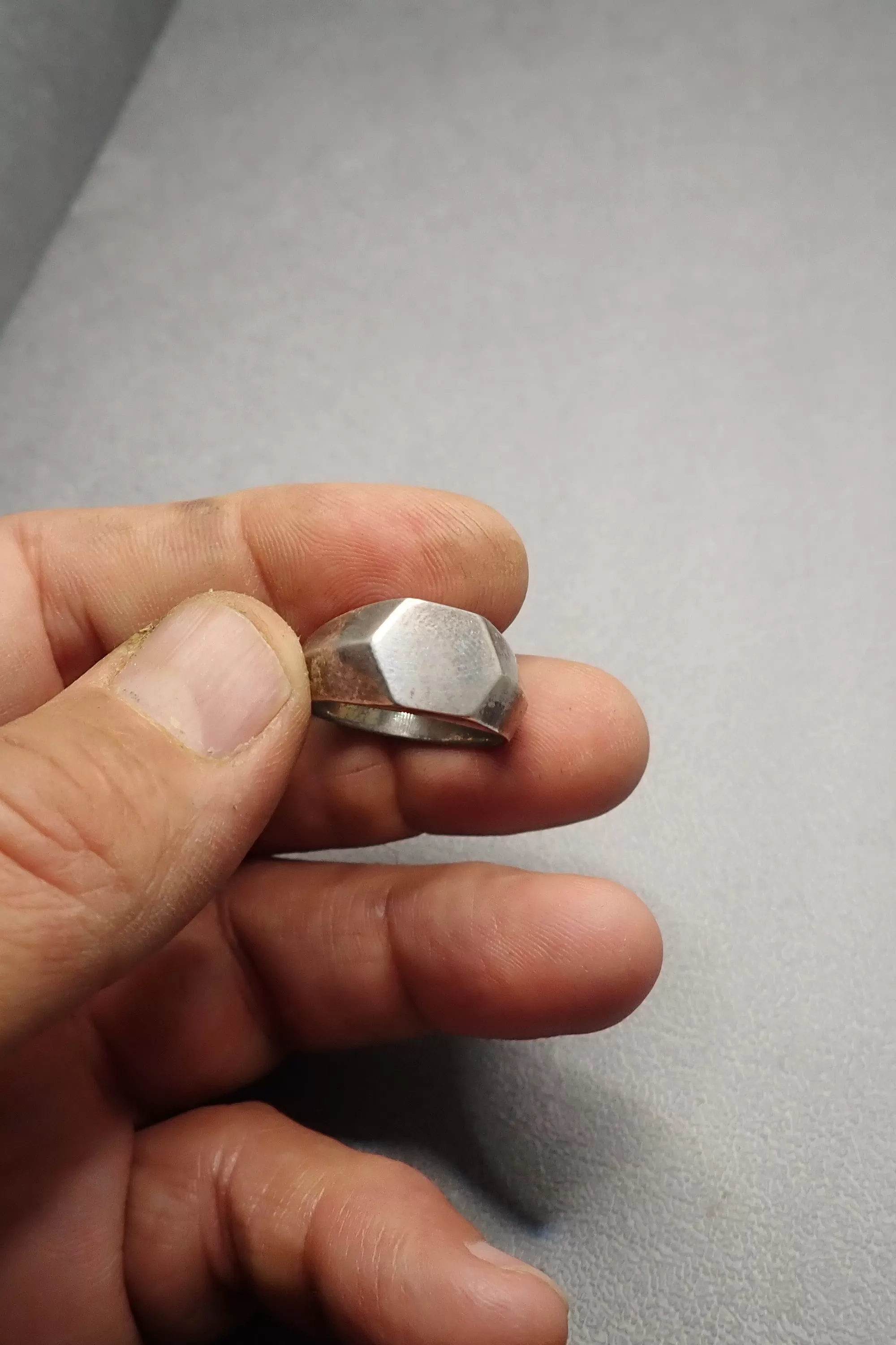 SILVER HEXAGONAL  RING - one made