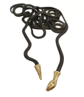 Snake Lariat Necklace in gold & black