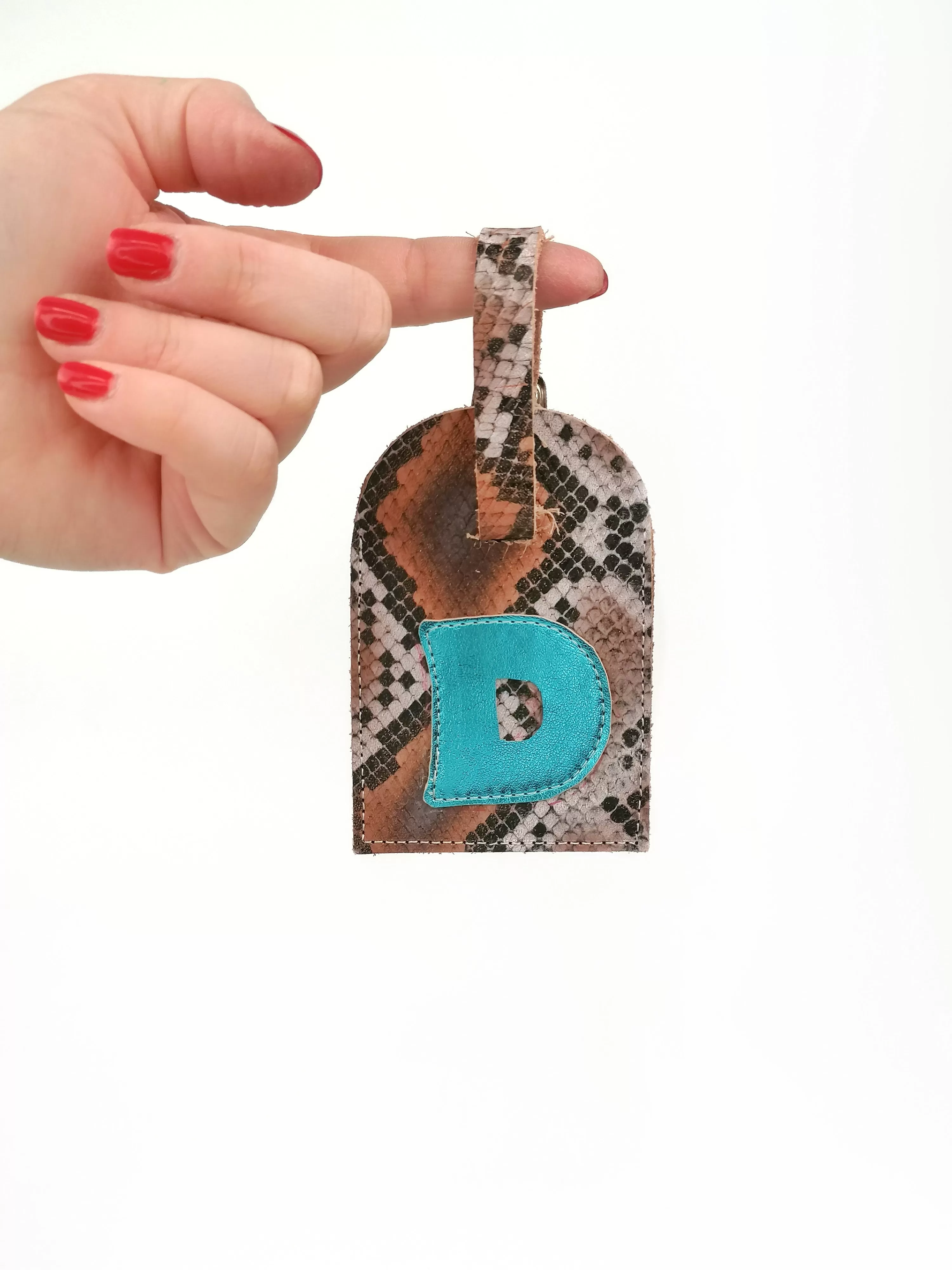 SNAKE/ METALLIC BLUE TRAVEL TAG