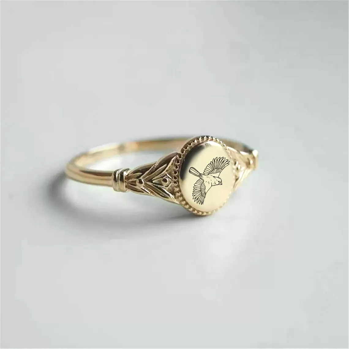 Sterling Silver Cardinal Ring Bird Signet Ring