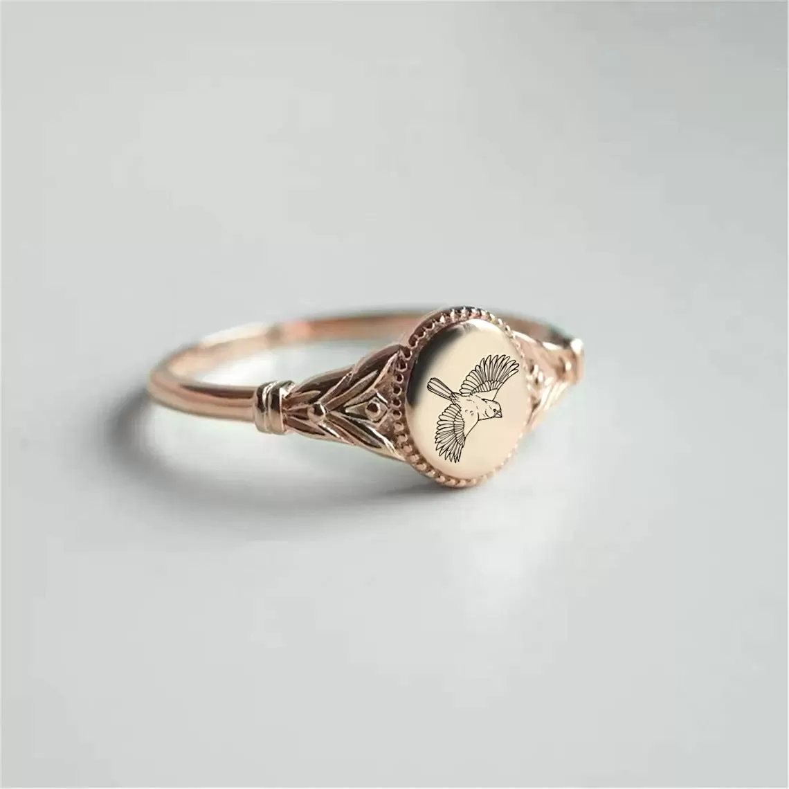 Sterling Silver Cardinal Ring Bird Signet Ring