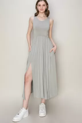 Sunset Vacation HYFVE Sleeveless Slit Midi Dress