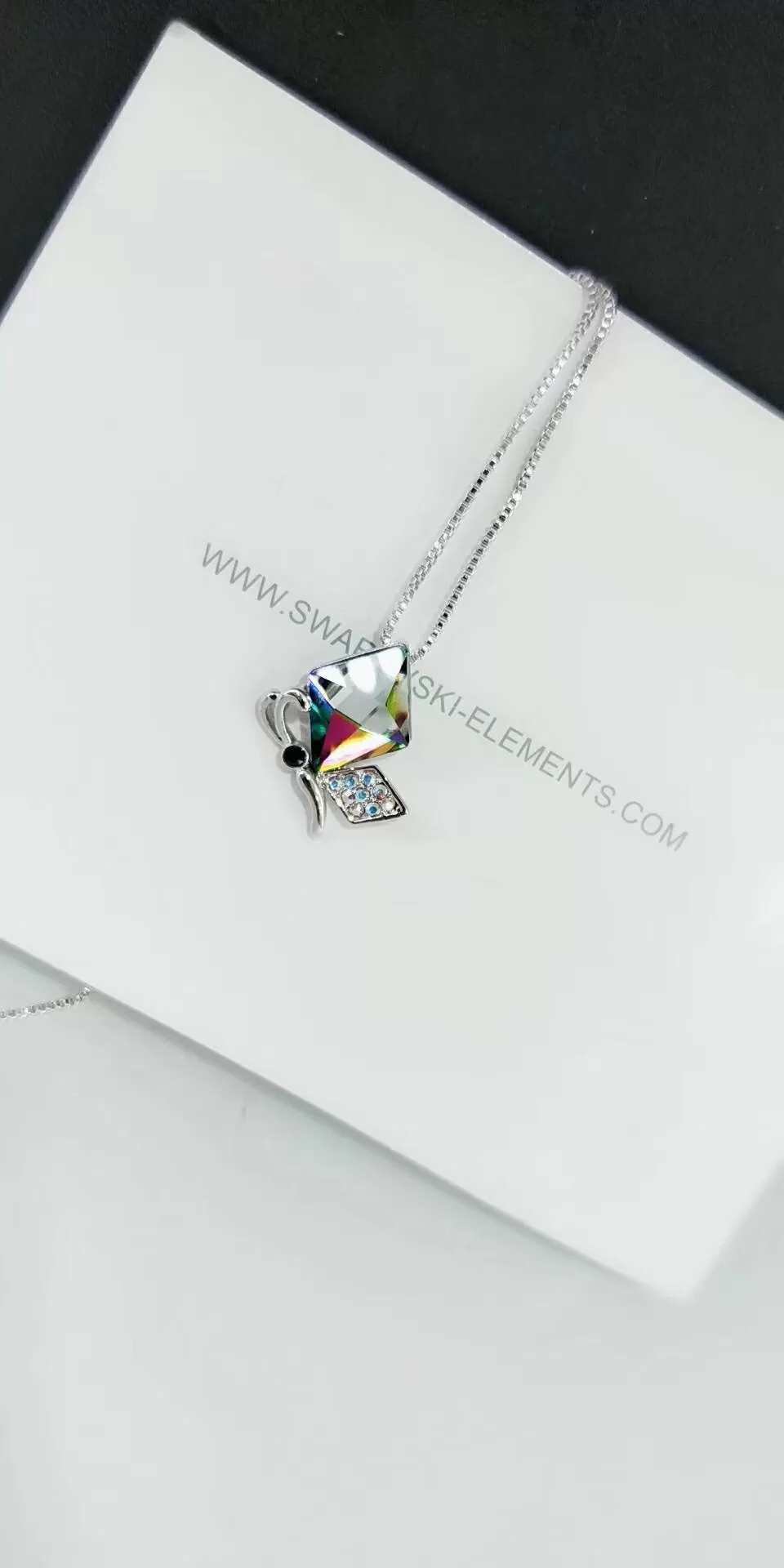 The Butterfly Unique Swarovski Crystal Platinum Plated Necklace