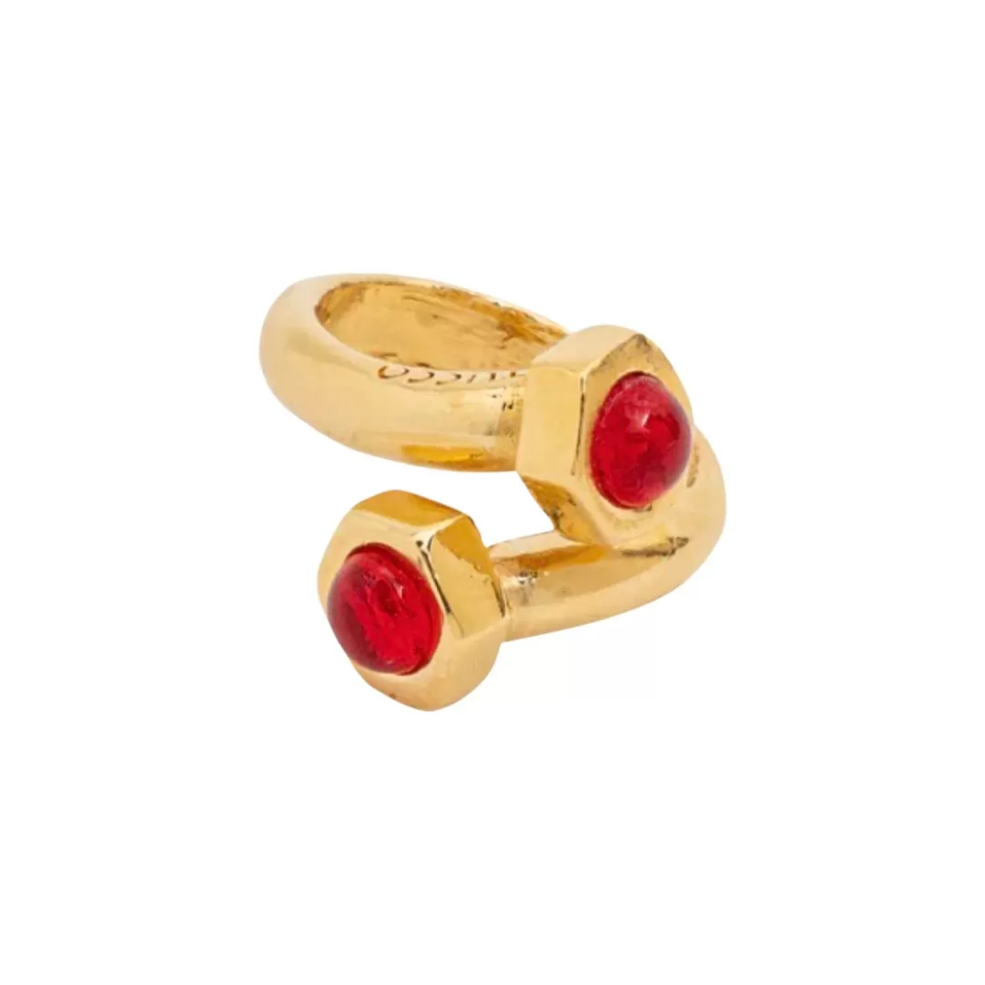 TUCCO TUERQUIN RED CRYSTAL ADJUSTABLE RING