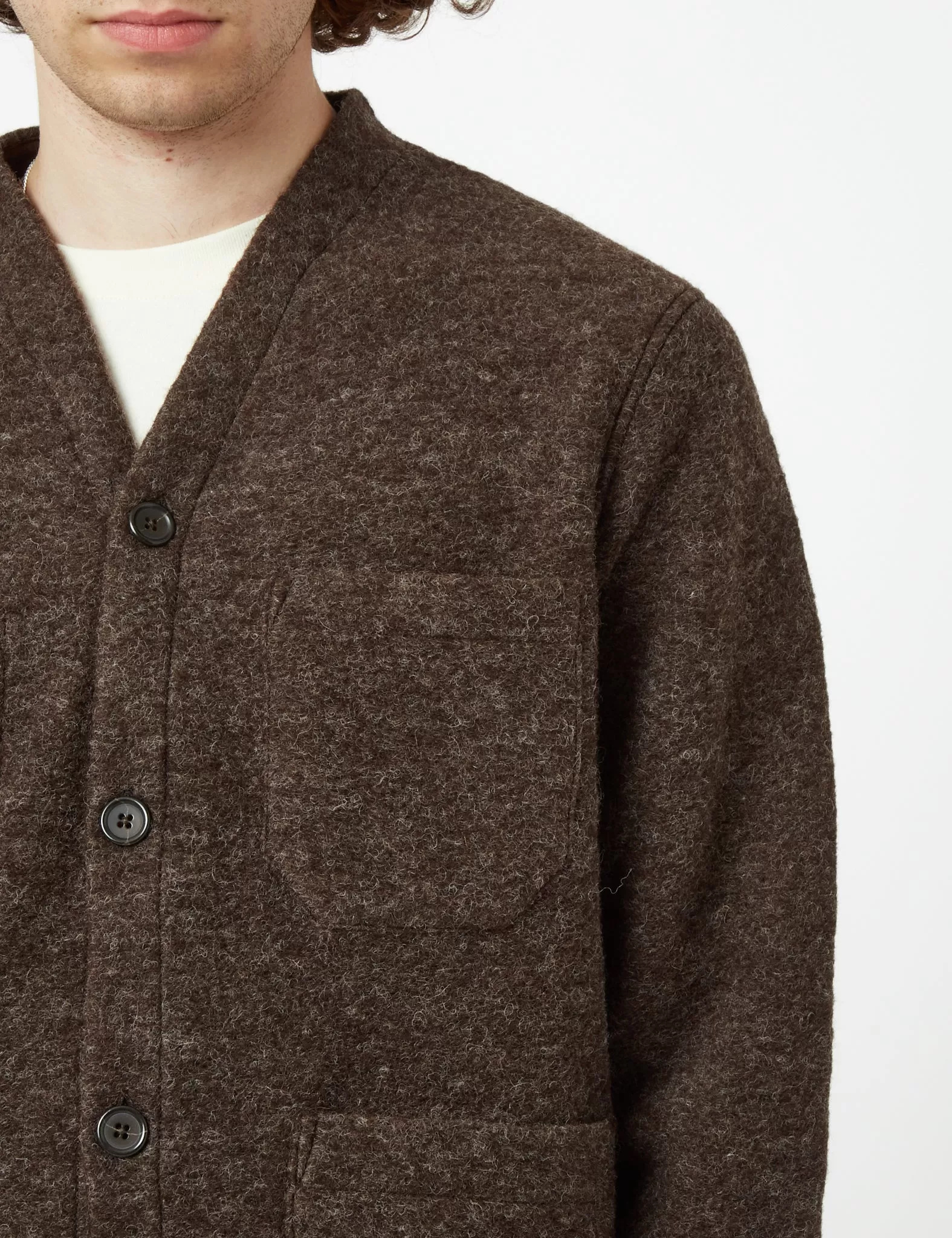 Universal Works Cardigan (Wool Fleece) - Brown