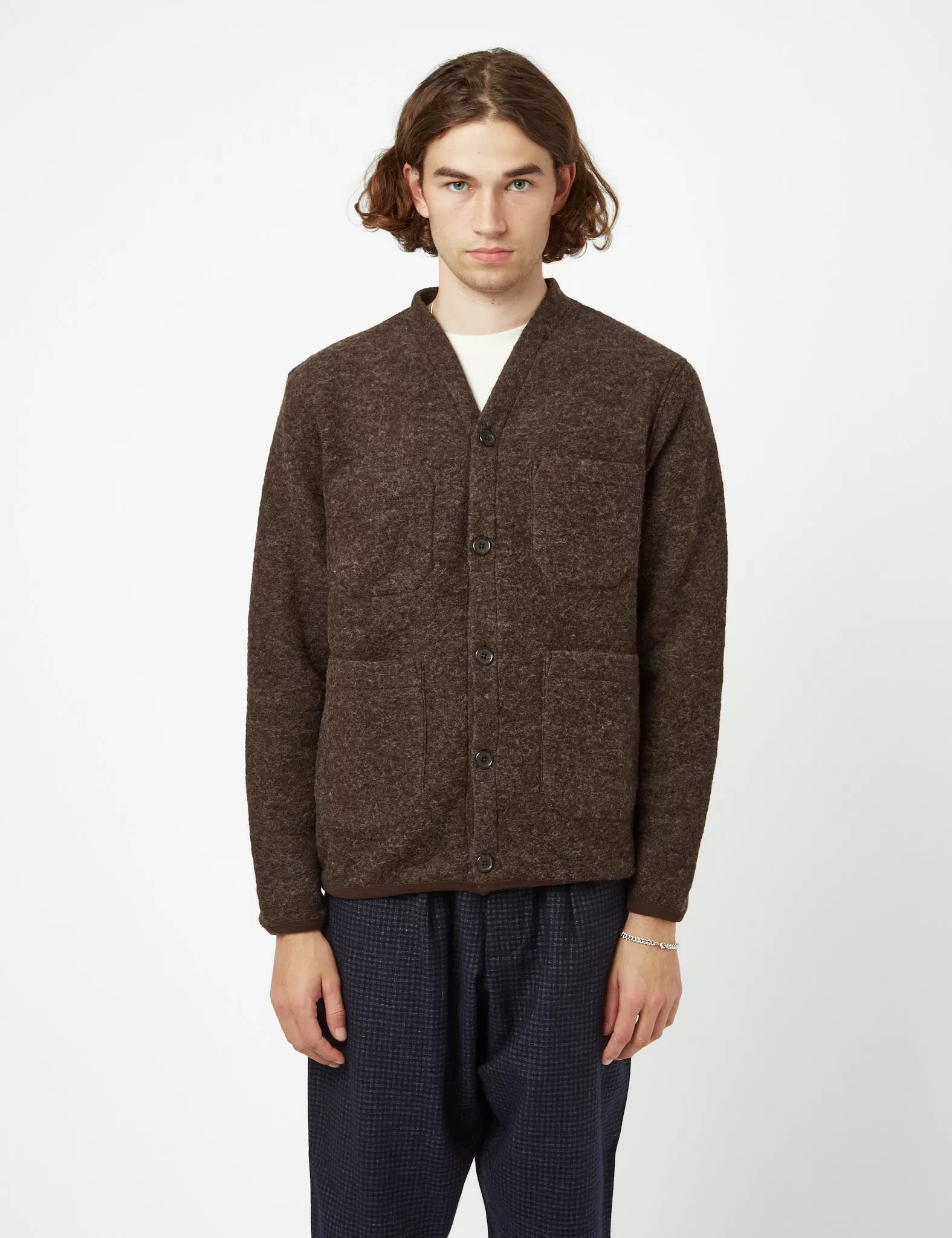 Universal Works Cardigan (Wool Fleece) - Brown