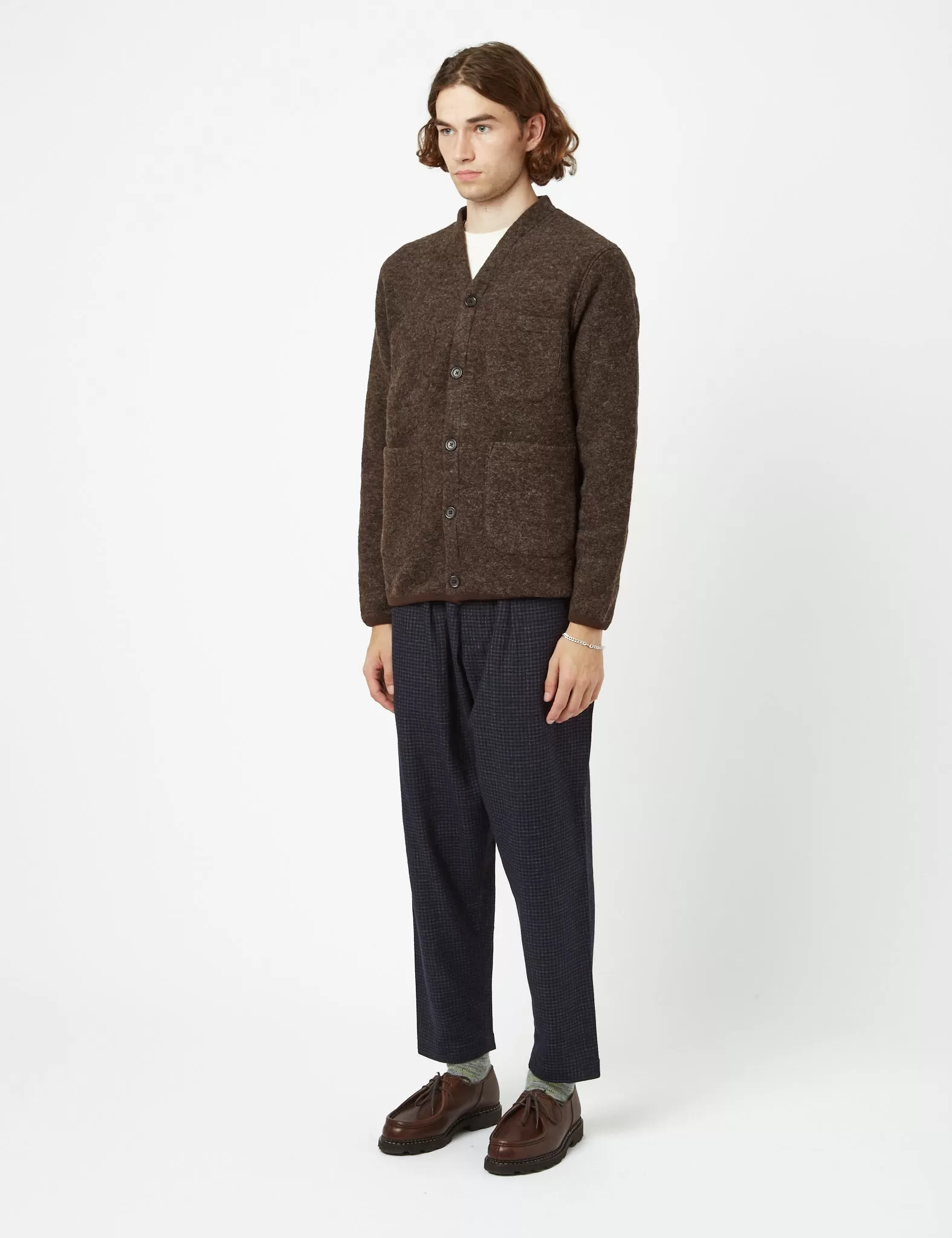 Universal Works Cardigan (Wool Fleece) - Brown