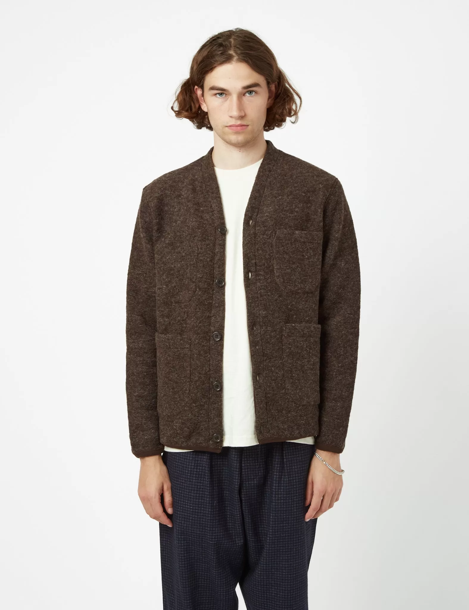 Universal Works Cardigan (Wool Fleece) - Brown