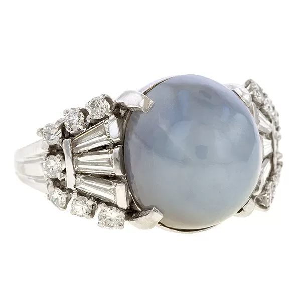 Vintage Star Sapphire & Diamond Ring