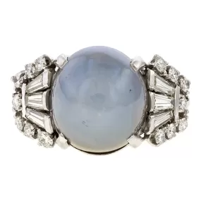 Vintage Star Sapphire & Diamond Ring