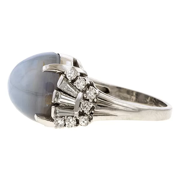 Vintage Star Sapphire & Diamond Ring